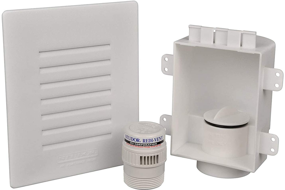 Studor Redi-Vent AAV with recessed box for a neat cabinet installation that hides valves.