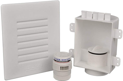 Studor Redi-Vent AAV with recessed box for a neat cabinet installation that hides valves.