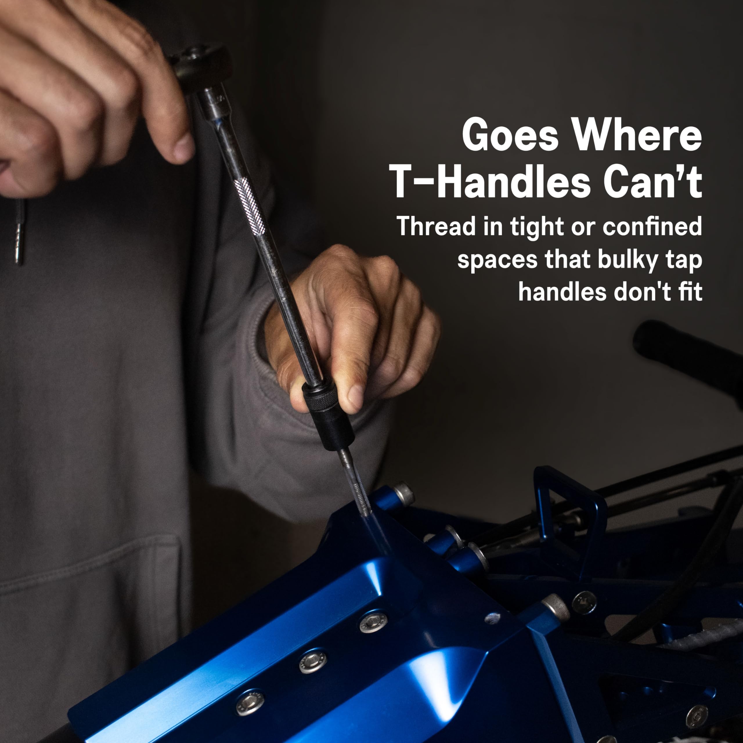 SST tap socket in action enabling rapid threading with a drill or driver.