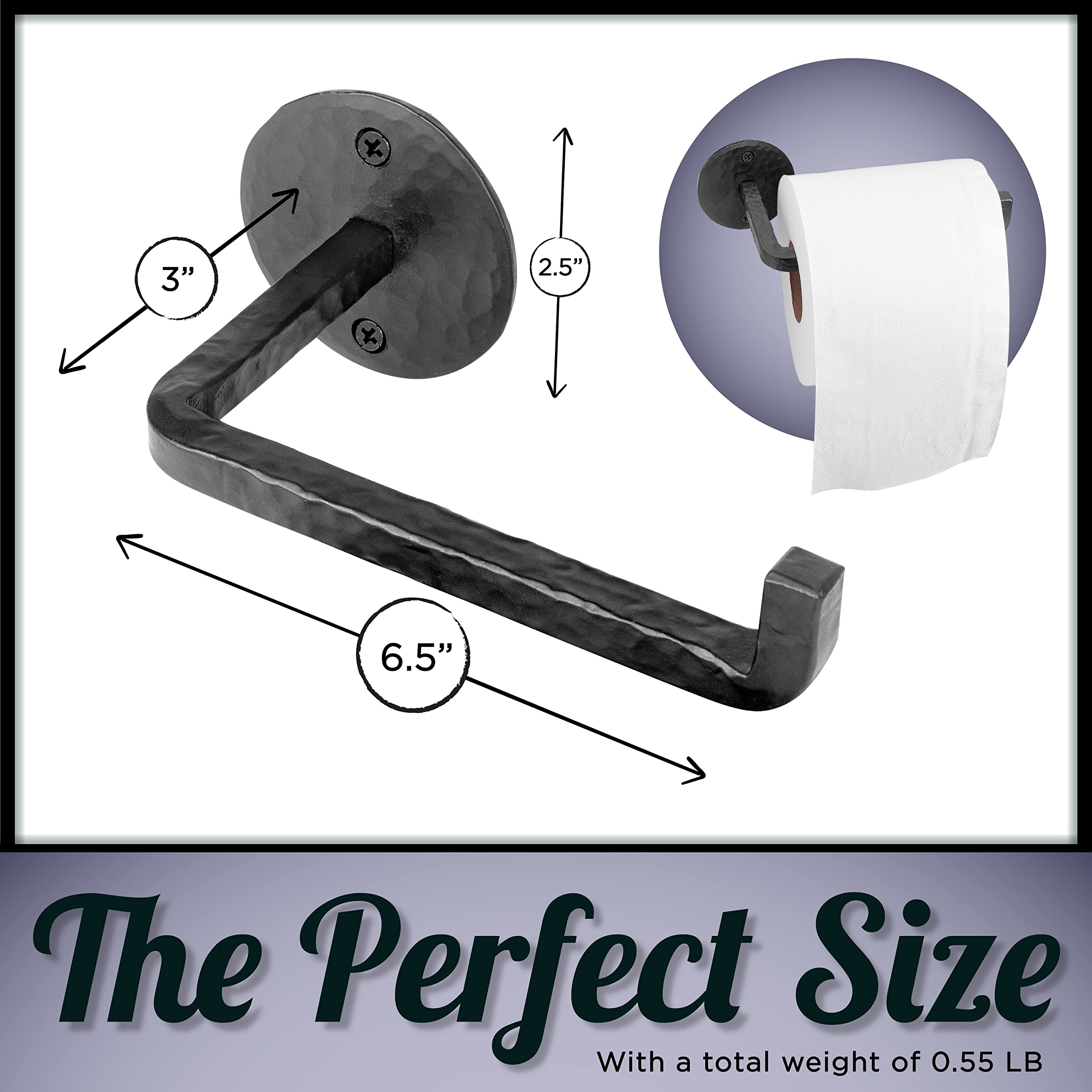 Durable handcrafted iron construction ensures long-lasting bathroom use.