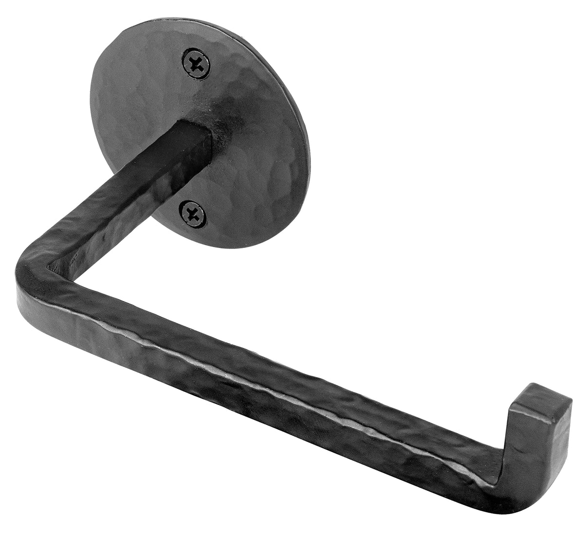 Stur-De wall-mounted black wrought iron holder adds rustic charm and practicality.