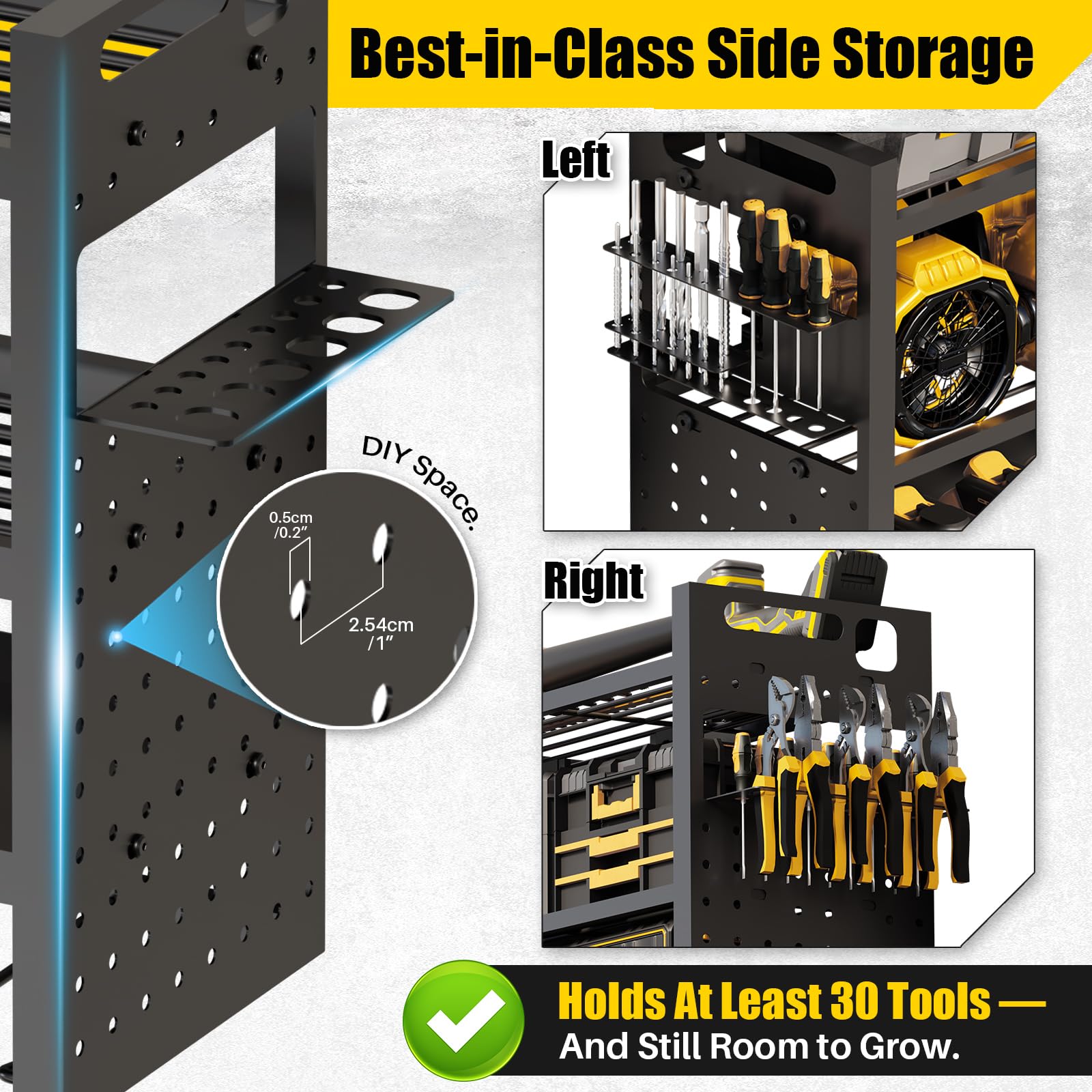 STURDIFLOW extra 2-inch height adds vertical storage space for larger items.