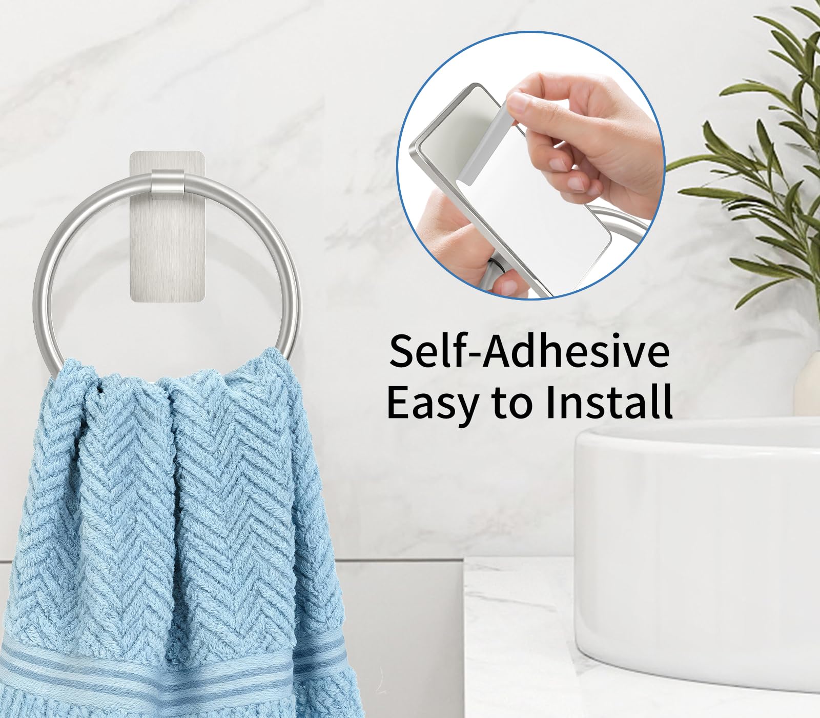 STWWO towel ring mounted without drilling, perfect for kitchen towels