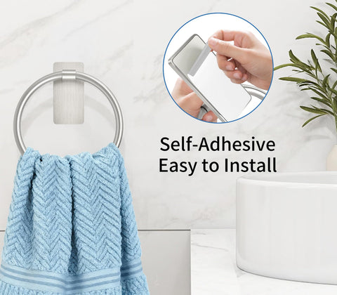 STWWO towel ring mounted without drilling, perfect for kitchen towels