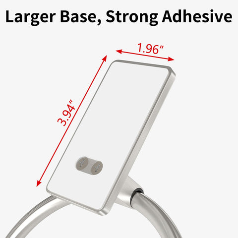 Close-up of STWWO brushed nickel towel ring showing durable base and rust-proof finish