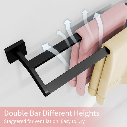 Matte black stainless steel finish resists scratches and stains in busy bathrooms
