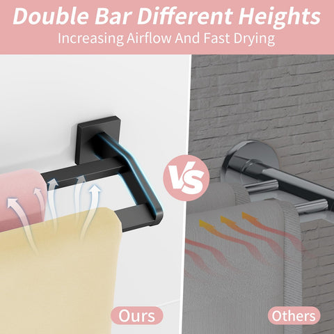 Wide bar spacing improves towel drying and access