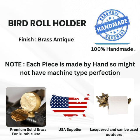 Stylentdecor brass bird toilet paper holder wide-angle wall view for space-saving use.