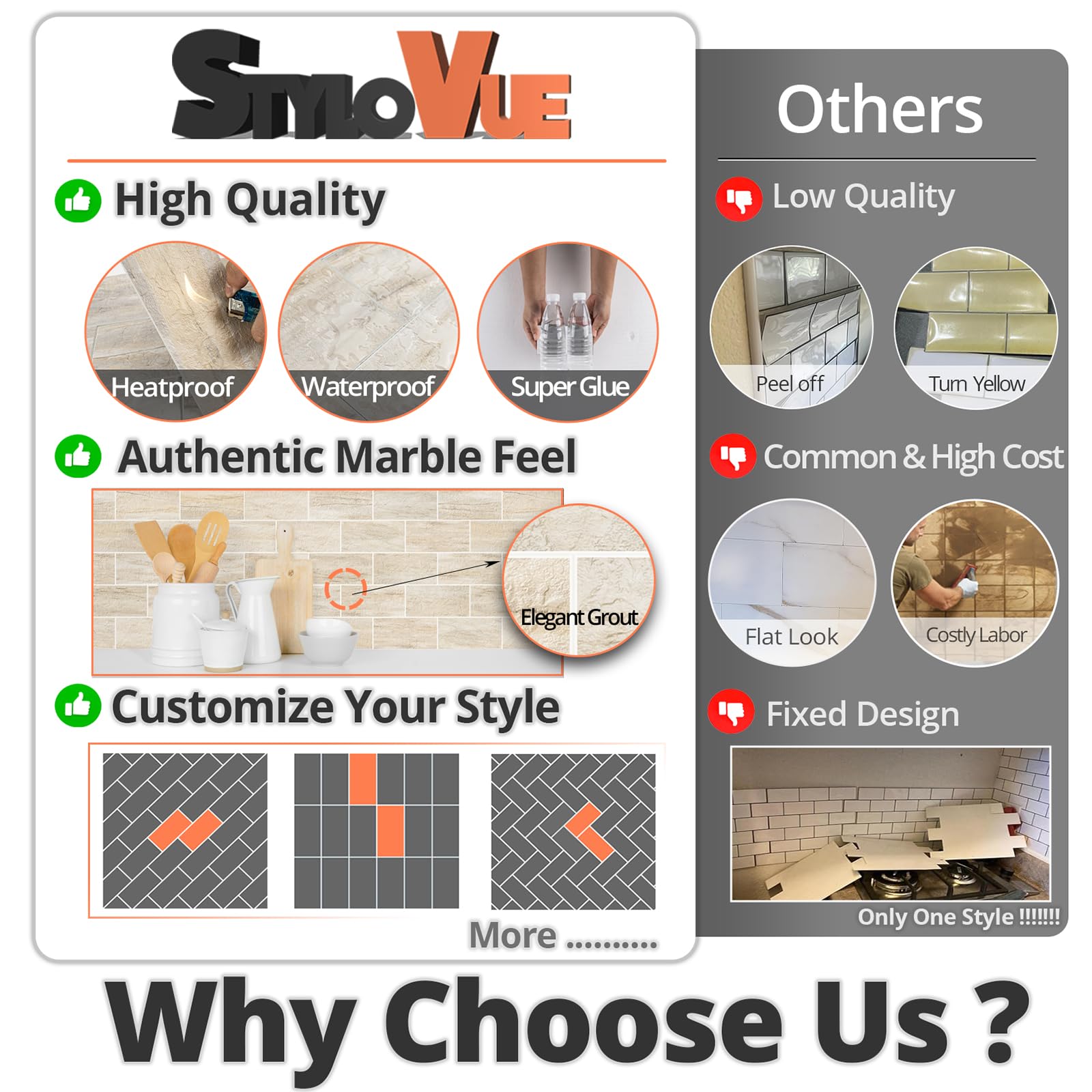 StyloVue tiles elevate fireplace or living room walls beautifully.