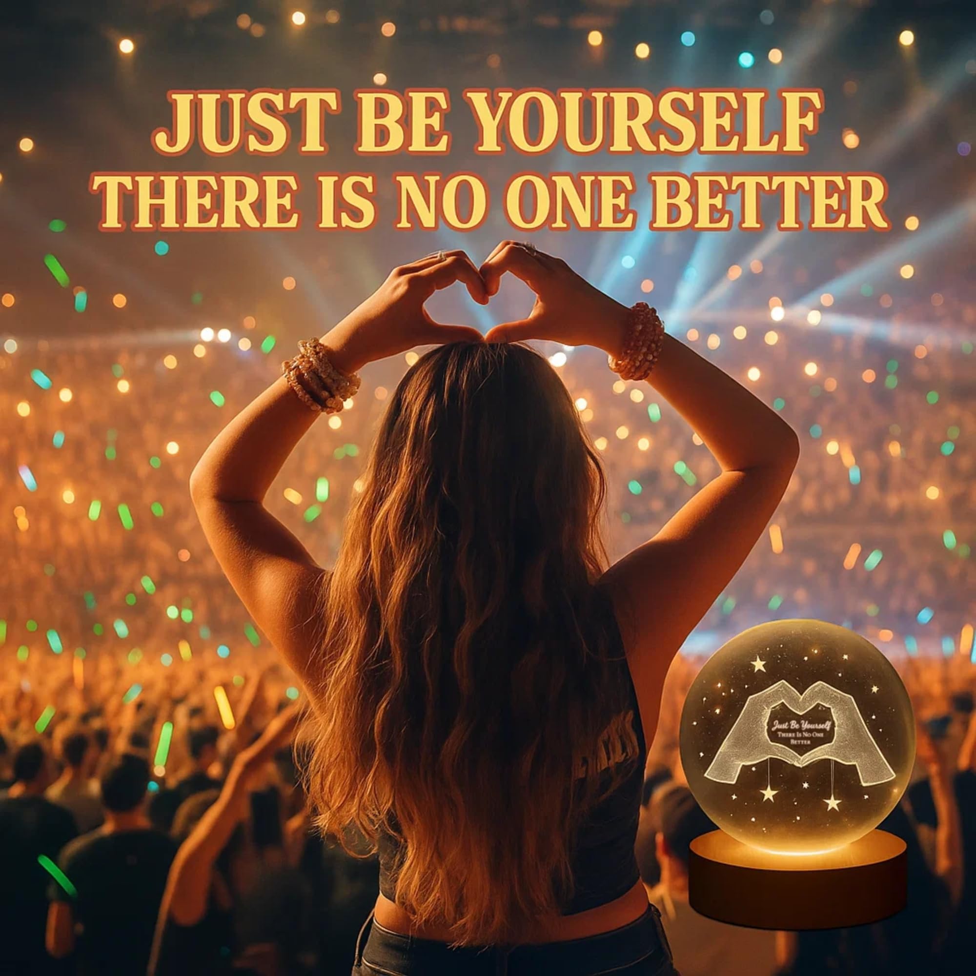 SUBLIFY Just Be Yourself engraving inspires daily positivity on a desk.