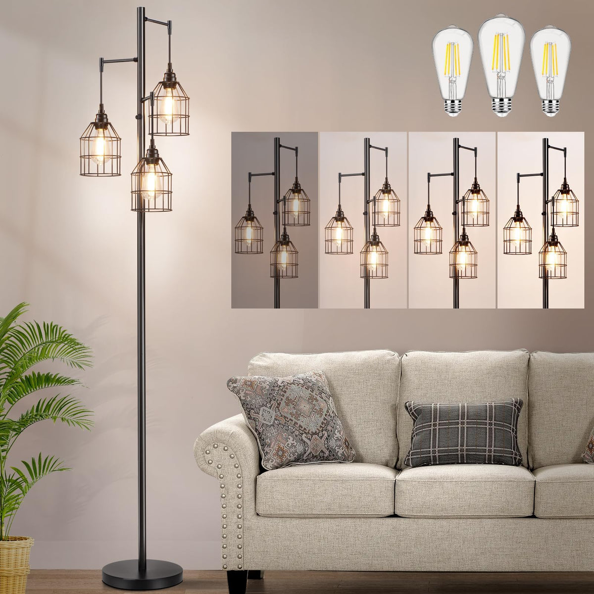 Sucolite 70-inch dimmable floor lamp in living room for adjustable ambiance