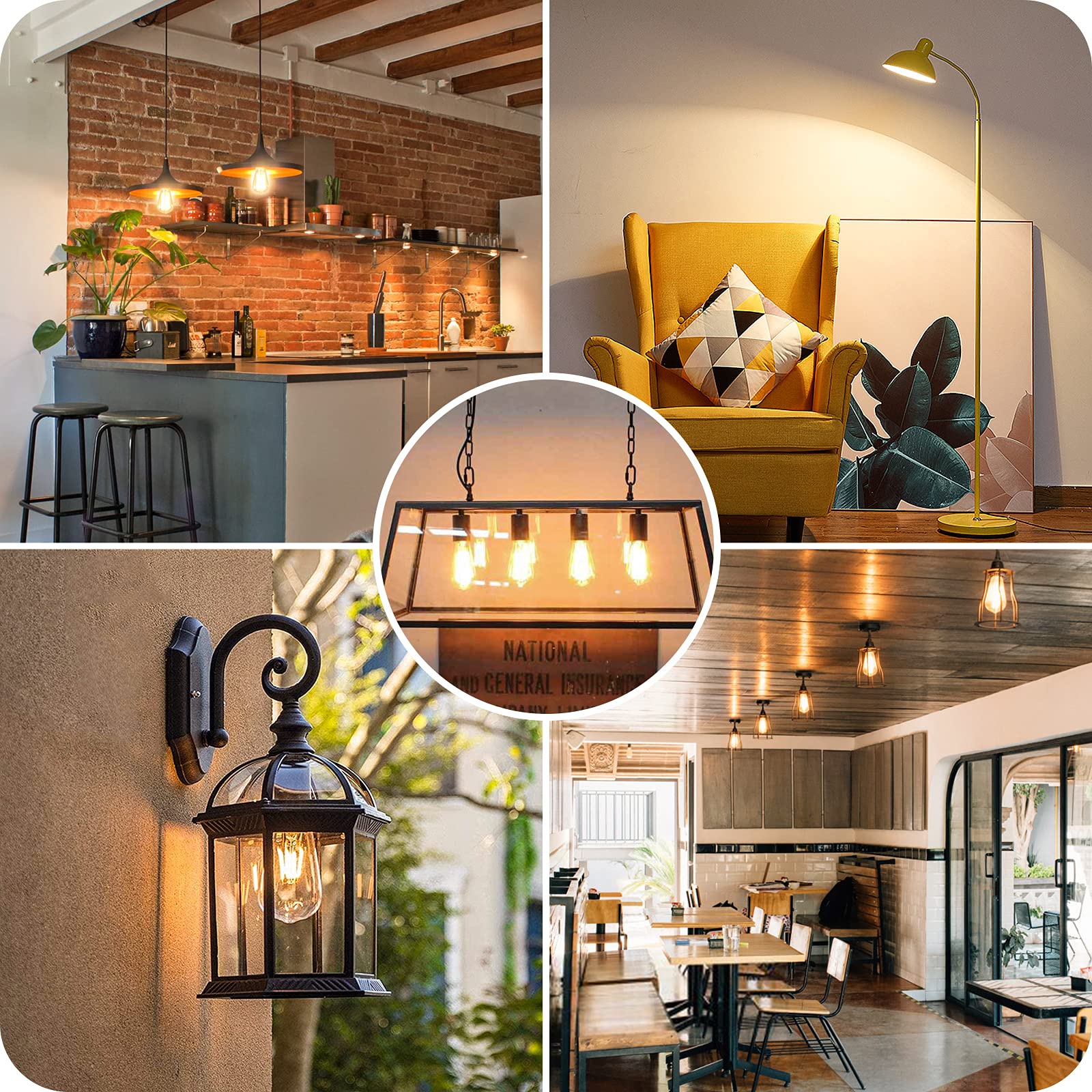 Sucolite vintage-style chandelier lighting enhances dining room ambiance.