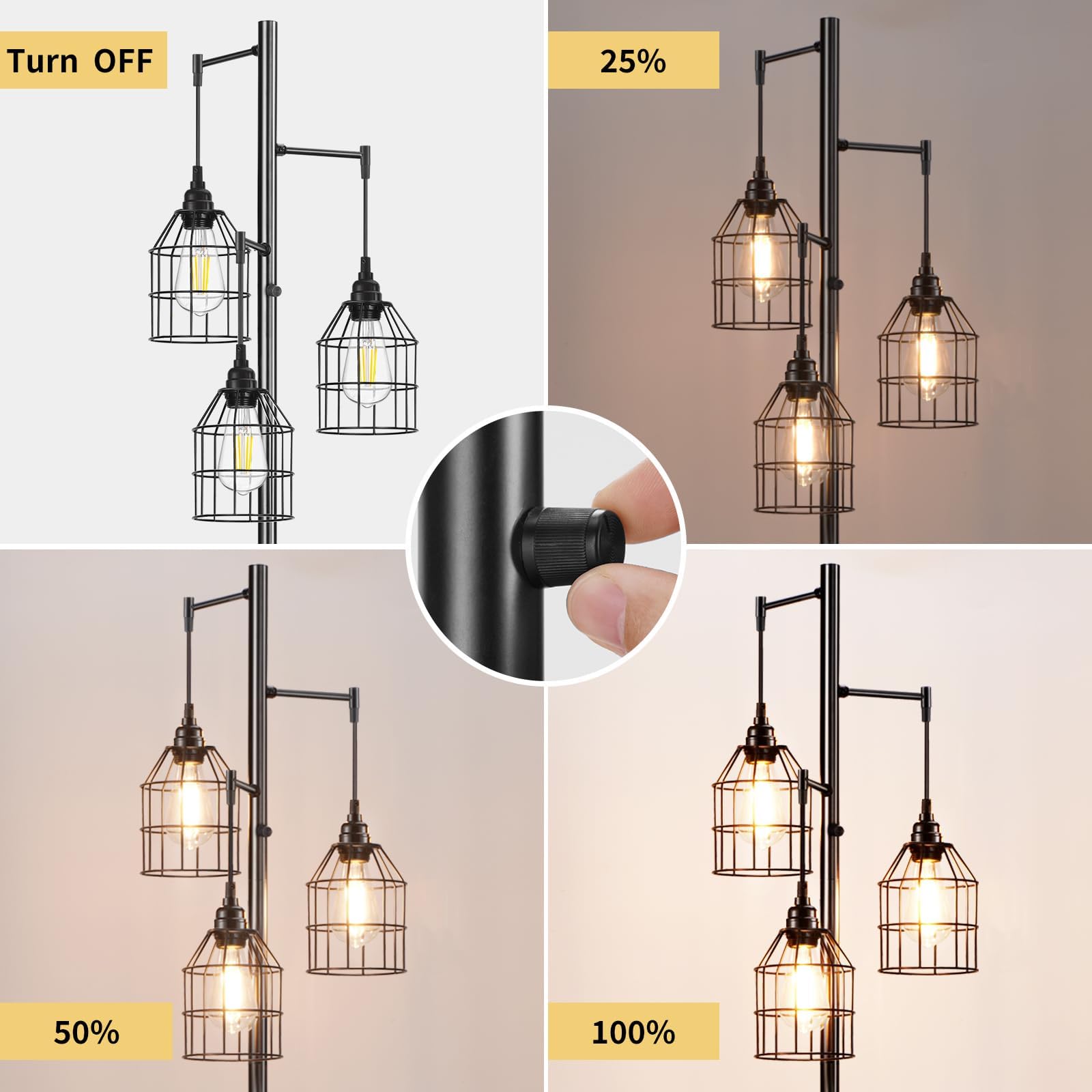 Sucolite industrial 3-light tree lamp with cage design for modern decor