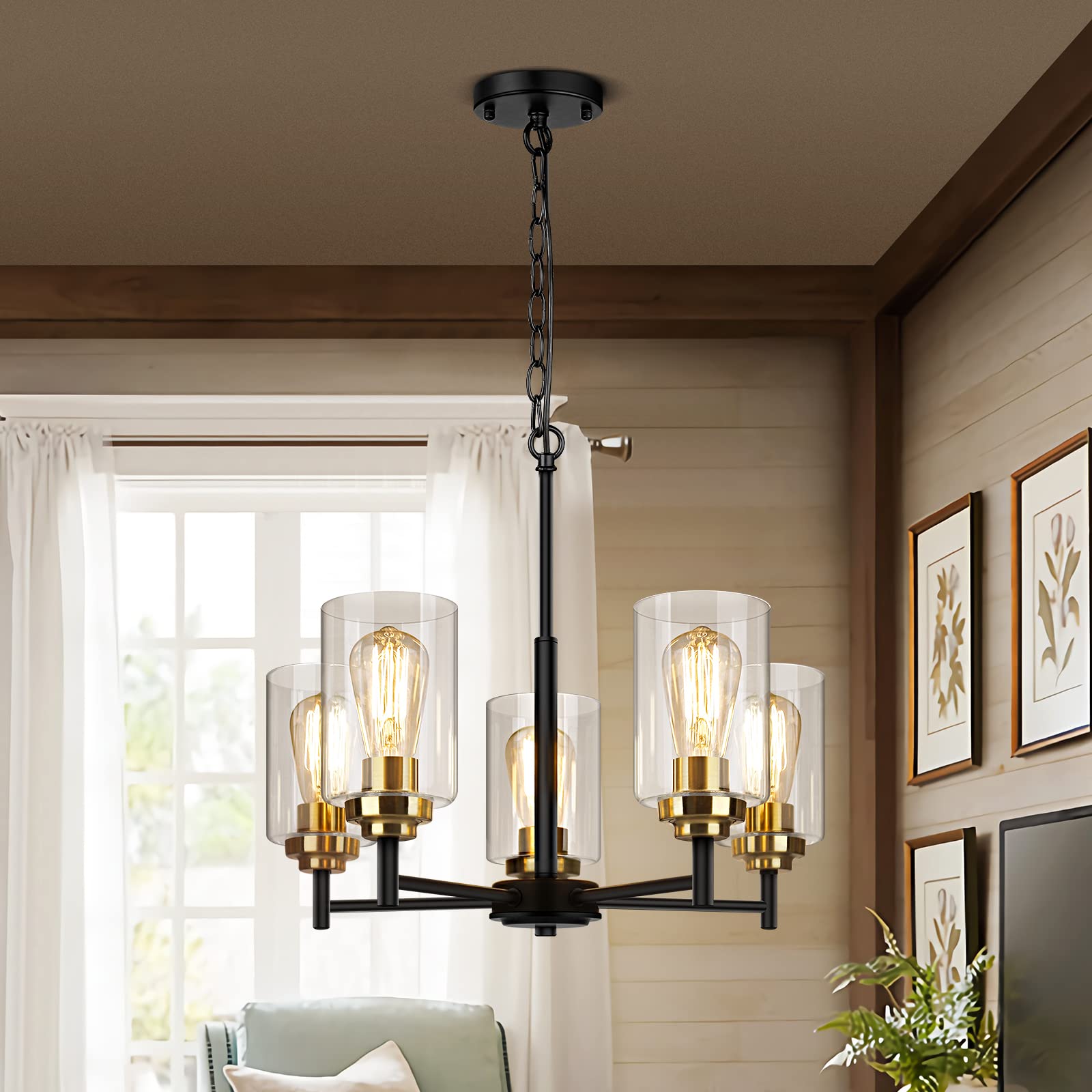 Ideal centerpiece lighting for modern farmhouse interiors using Sucolite chandelier.