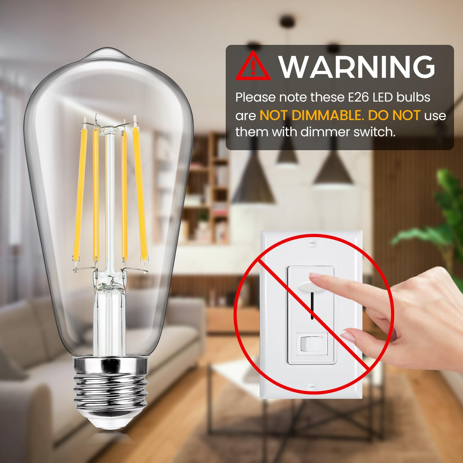 Sucolite ST58 filament teardrop top offers vintage charm and warm accent lighting.