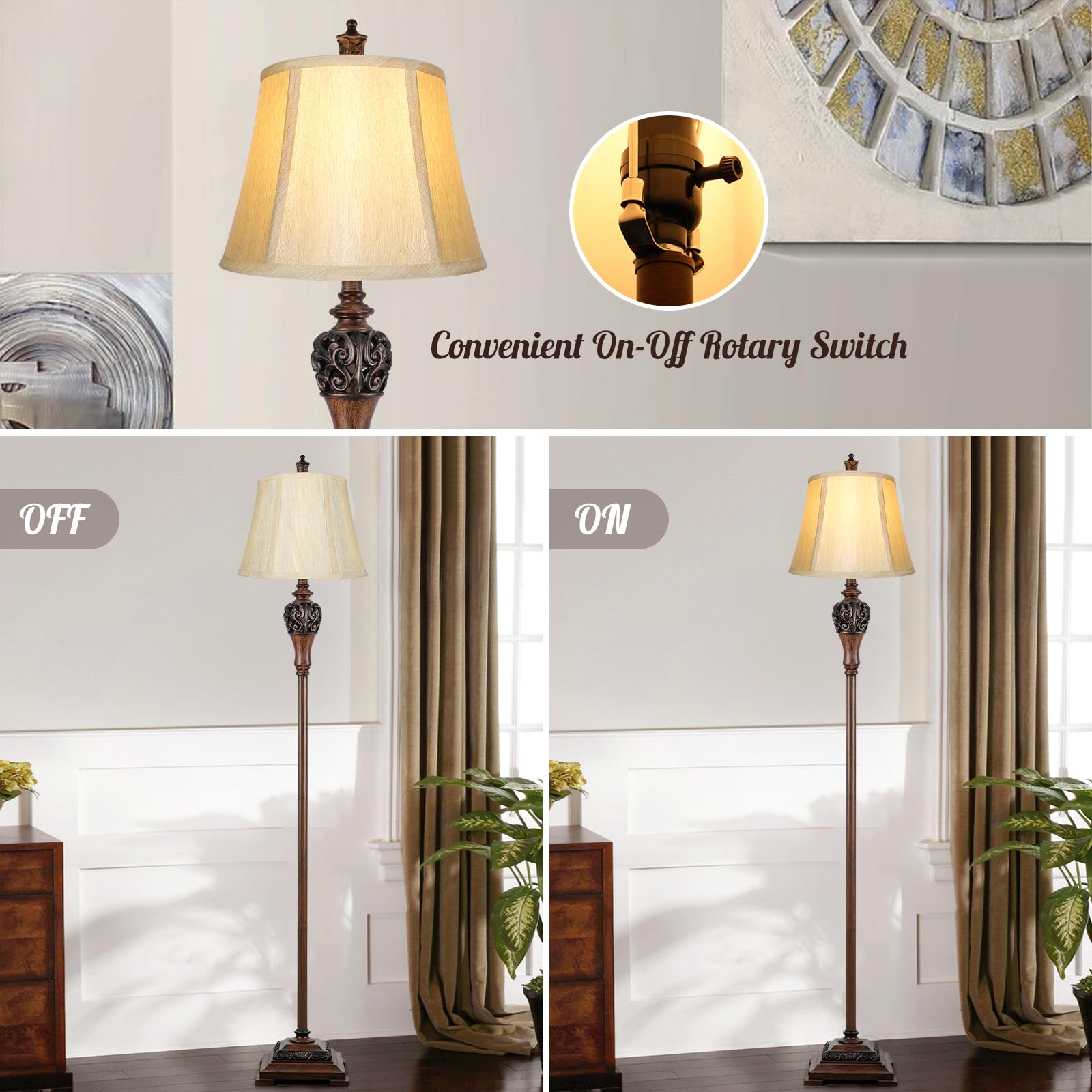 Sucolite bell-shape shade delivers soft, glare-free lighting for reading.