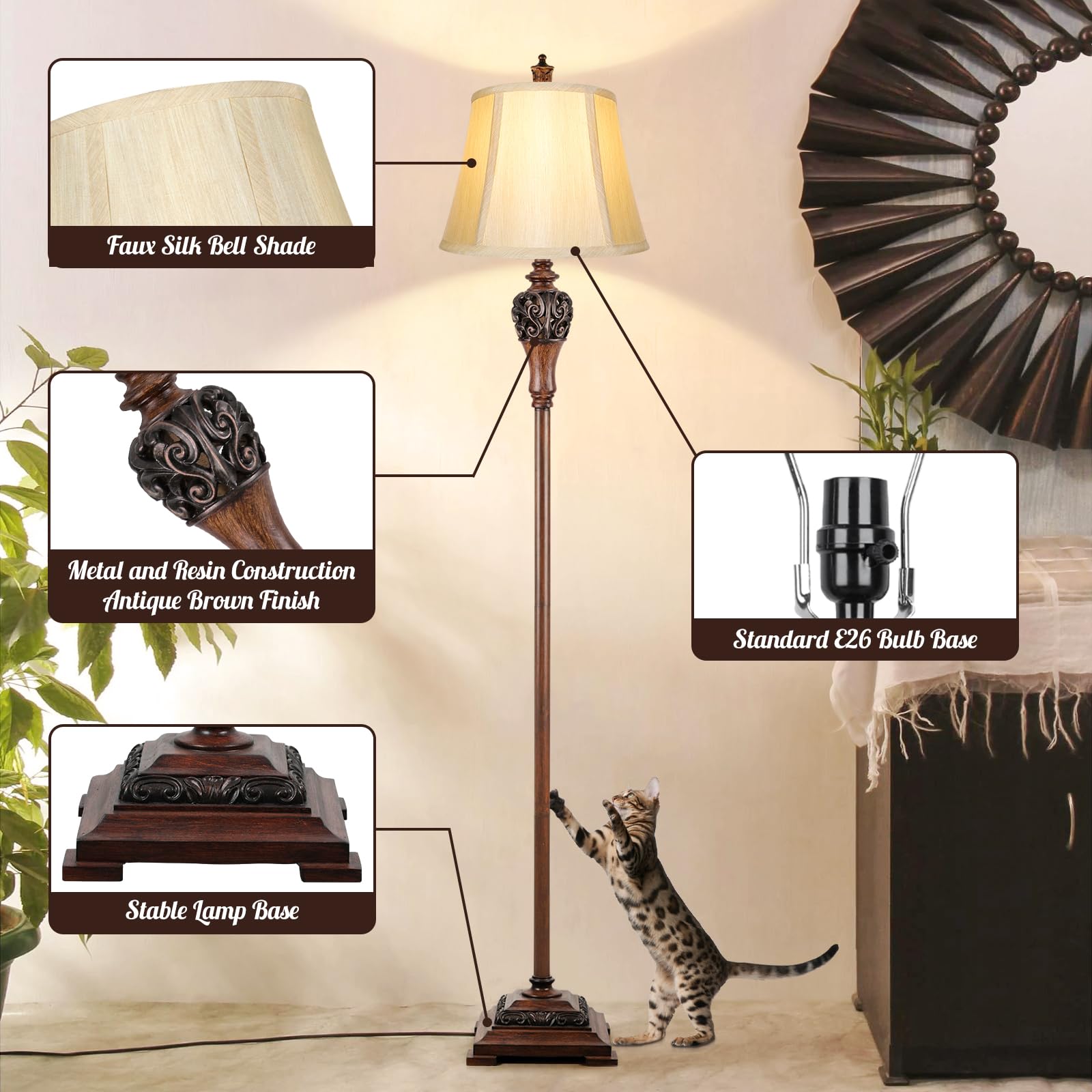 Sucolite vintage lamp showcases carved finial for vintage charm.