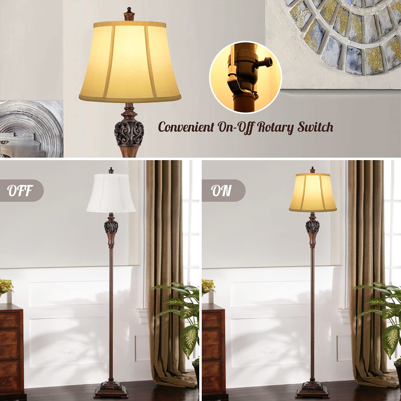 Sucolite Vintage Floor Lamp resin finish maintains color and vintage look.
