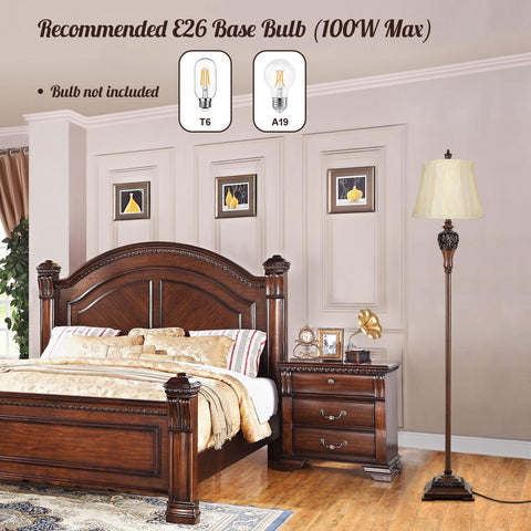 Sucolite floor lamp stepped base detail anchors your seating area.