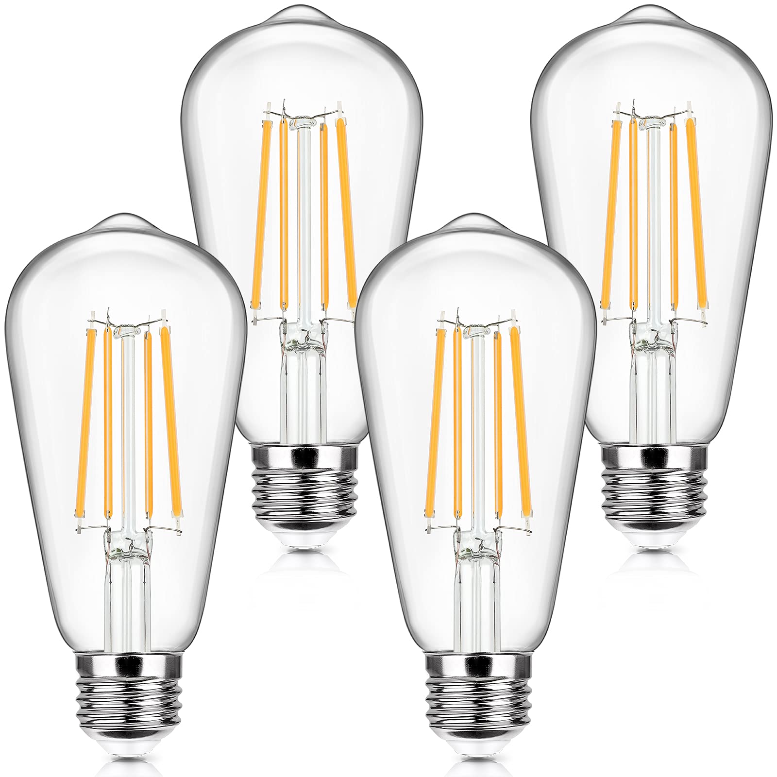 Sucolite vintage LED Edison bulbs 4-pack brighten rooms with warm ambience.