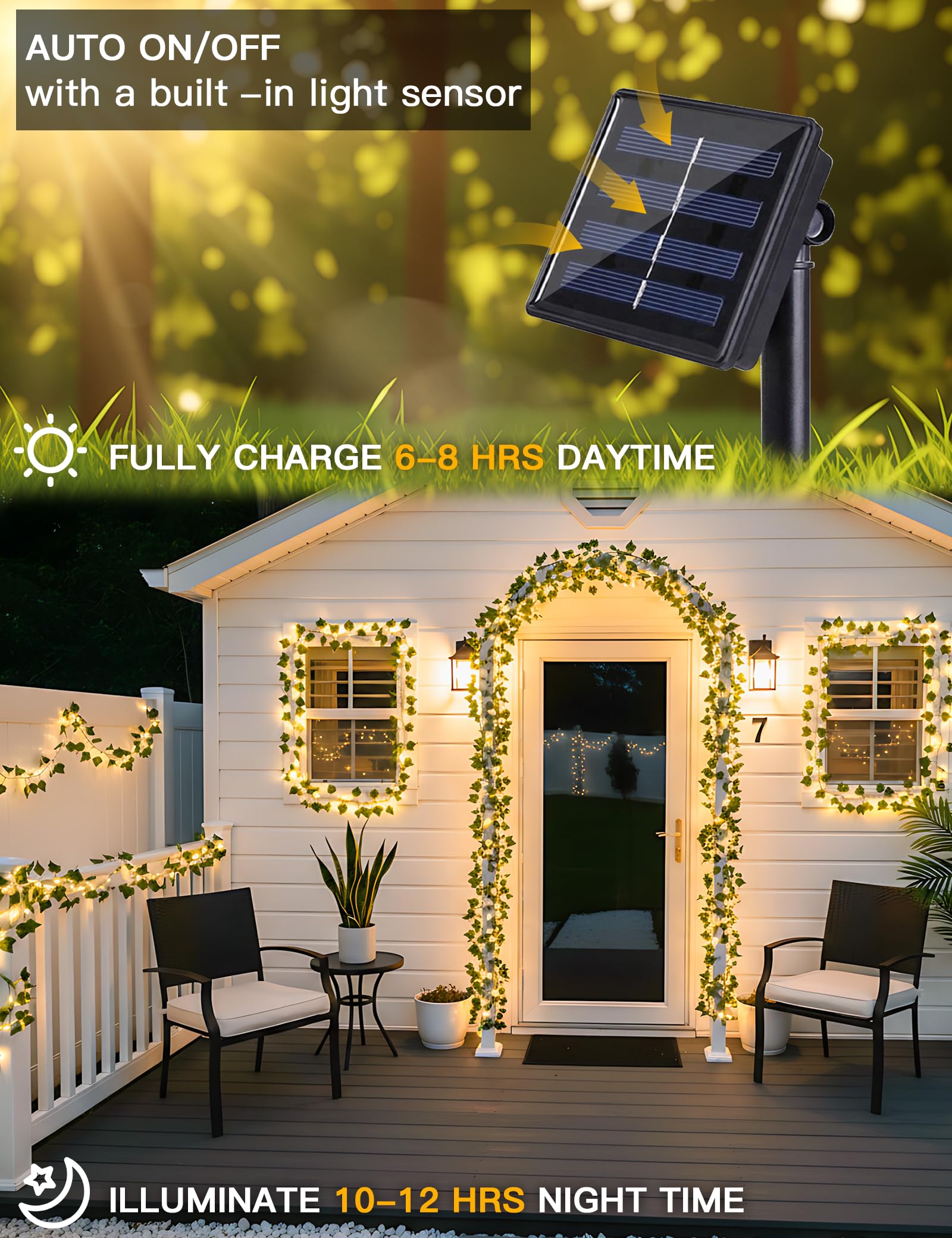 suddus ivy garland warm white glow for garden decor