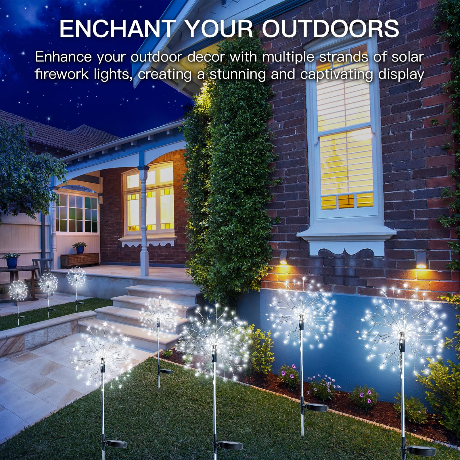Suddus 150LED firework lights sparkle in outdoor spaces for celebration