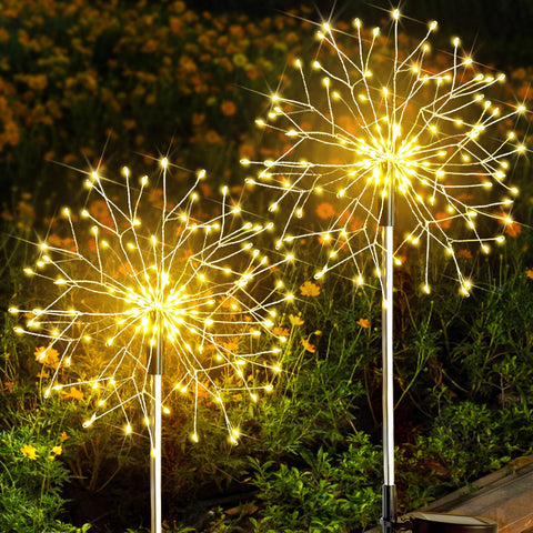 Suddus solar garden lights outdoor waterproof 2pack firework glow for yard