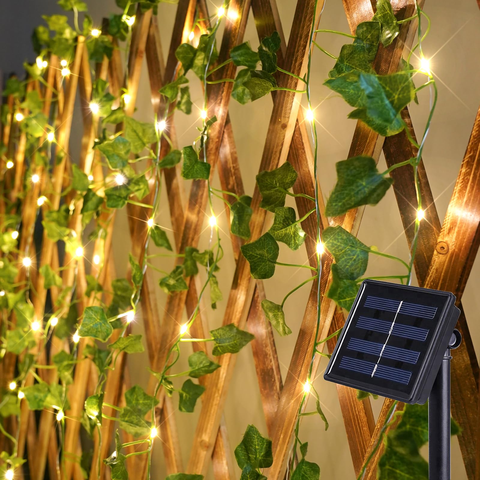 suddus solar ivy lights 33ft display lush vines for outdoor ambiance