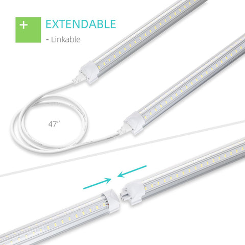 SUERCAI.YO 3FT LED Shop Light clear cover closeup showing durable, dust-resistant design.