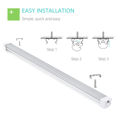 SUERCAI.YO 3FT LED Shop Light installed in a garage setup for bright workspace.