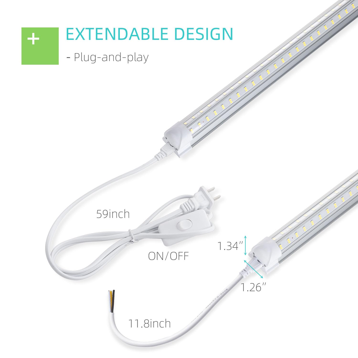SUERCAI.YO 3FT LED Shop Light V-shape design provides wide 270-degree coverage.