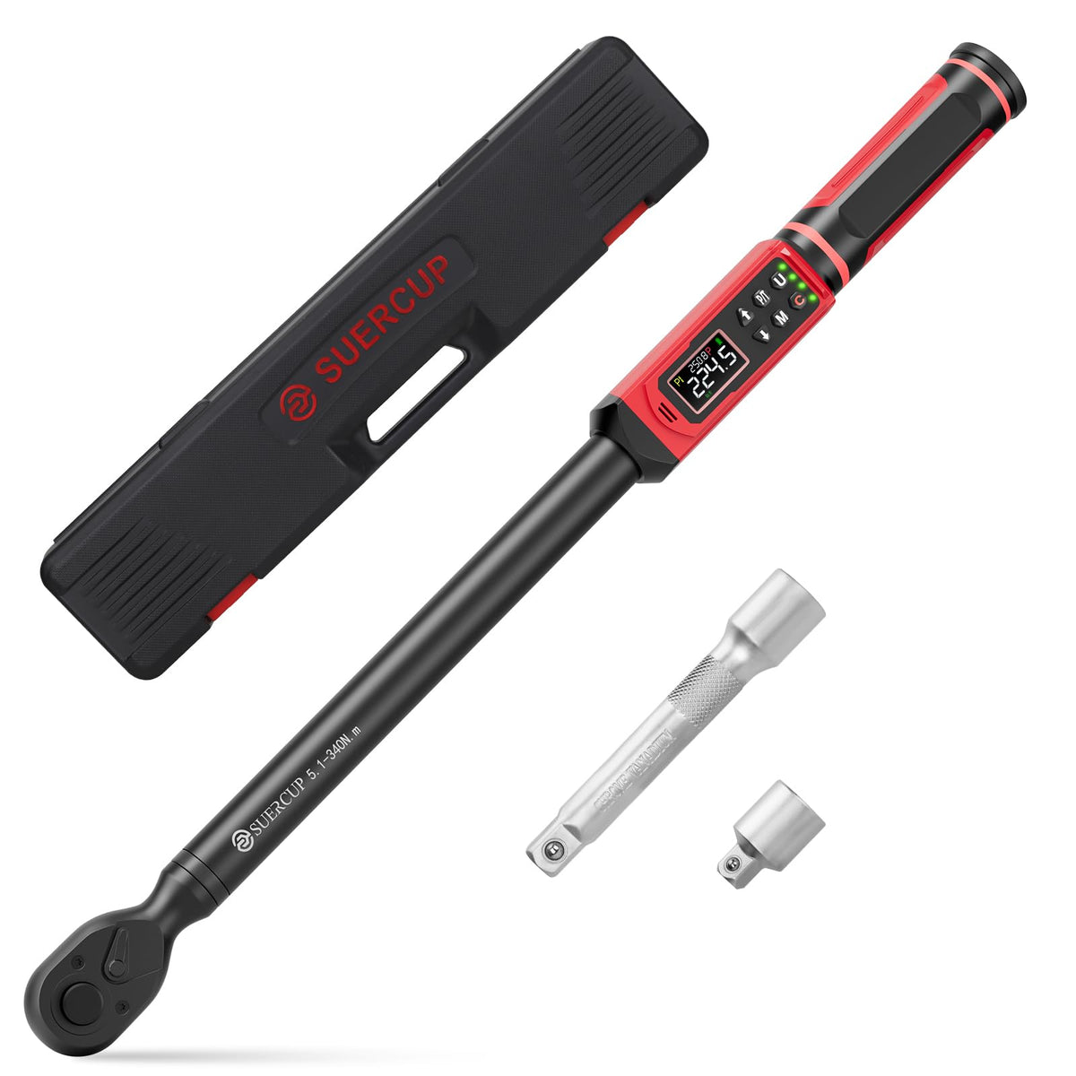 SUERCUP digital torque wrench display with backlight for easy reading in low light.