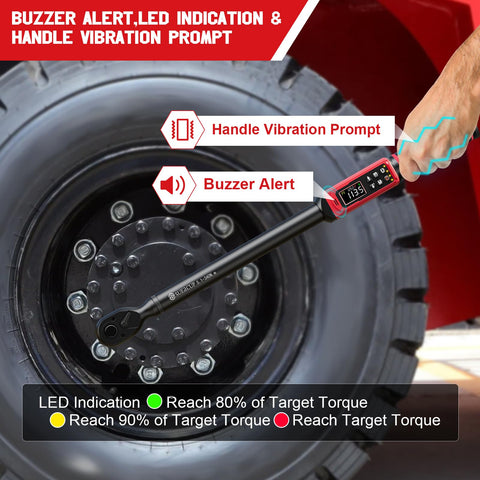 SUERCUP torque wrench in Track Mode shows real-time torque for precise application.