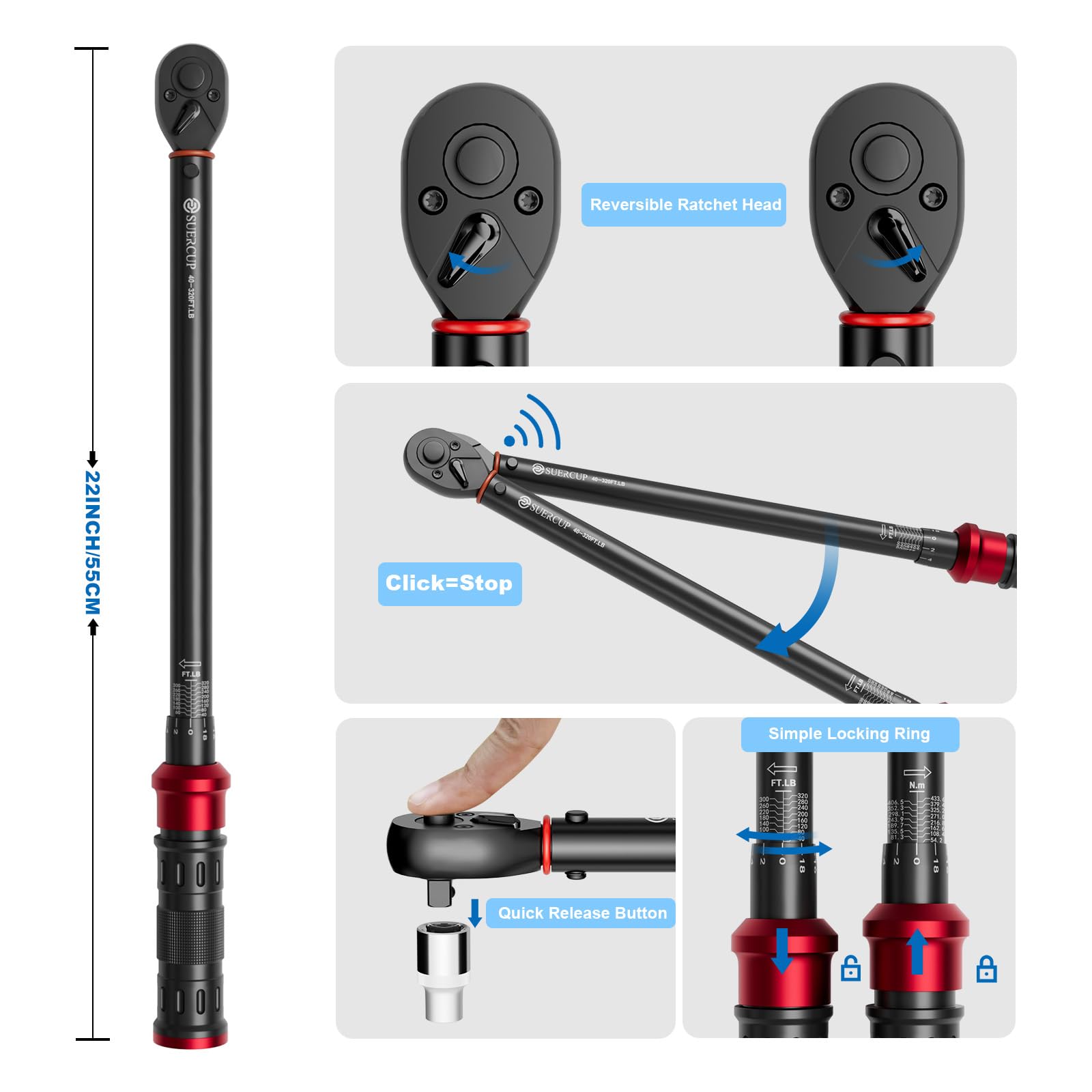 Bidirectional head for clockwise and counterclockwise torque
