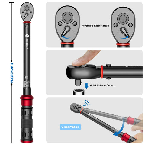 SUERCUP locking knob enables quick torque preset changes.