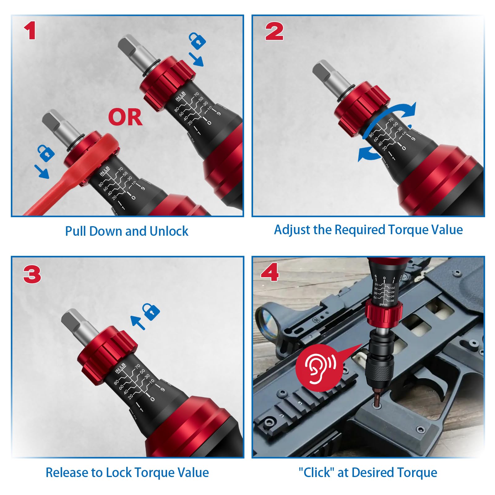 SUERCUP torque screwdriver quick clamp in action for rapid setup.