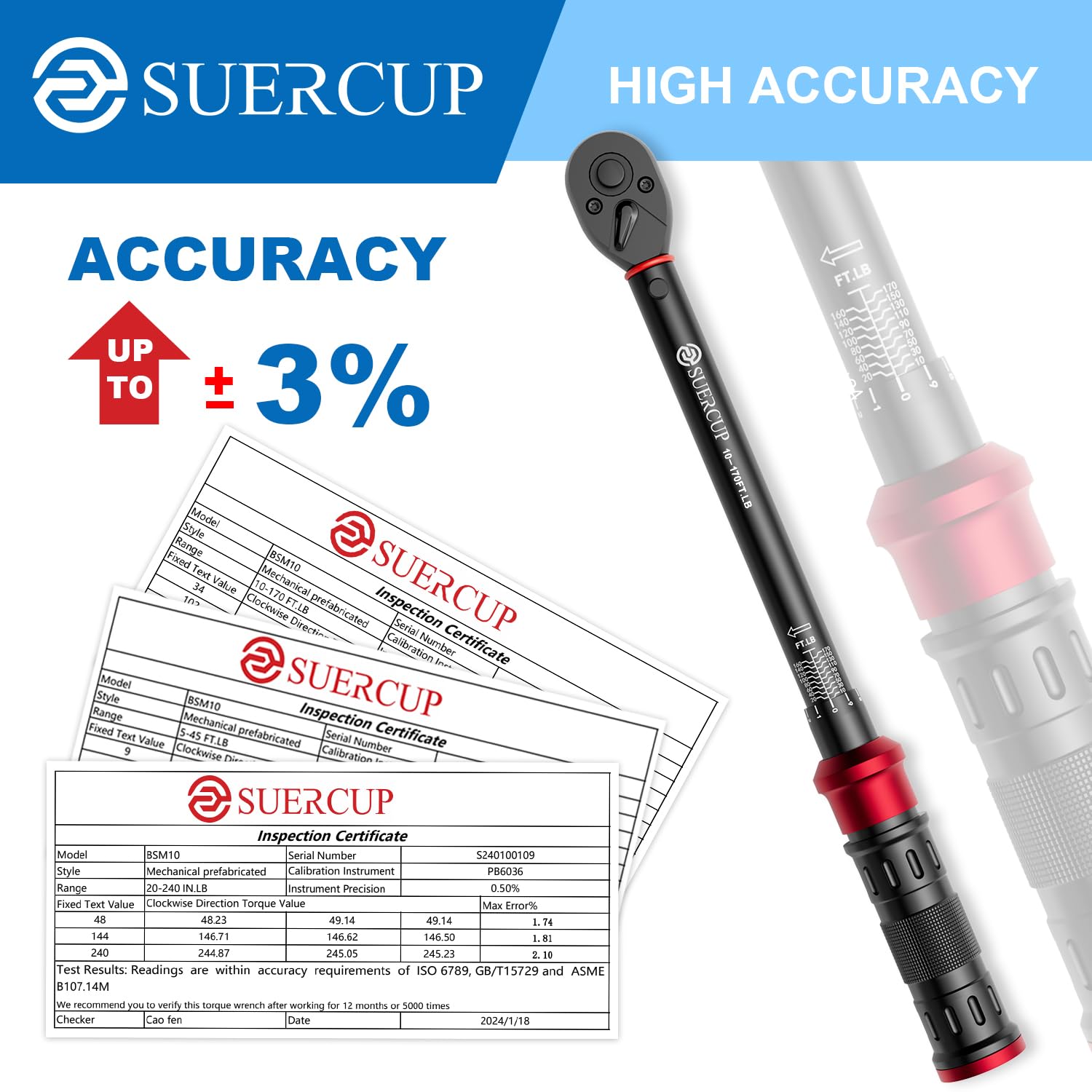 SUERCUP torque wrench 10-170 ft-lb suited for engine and chassis tweaks.