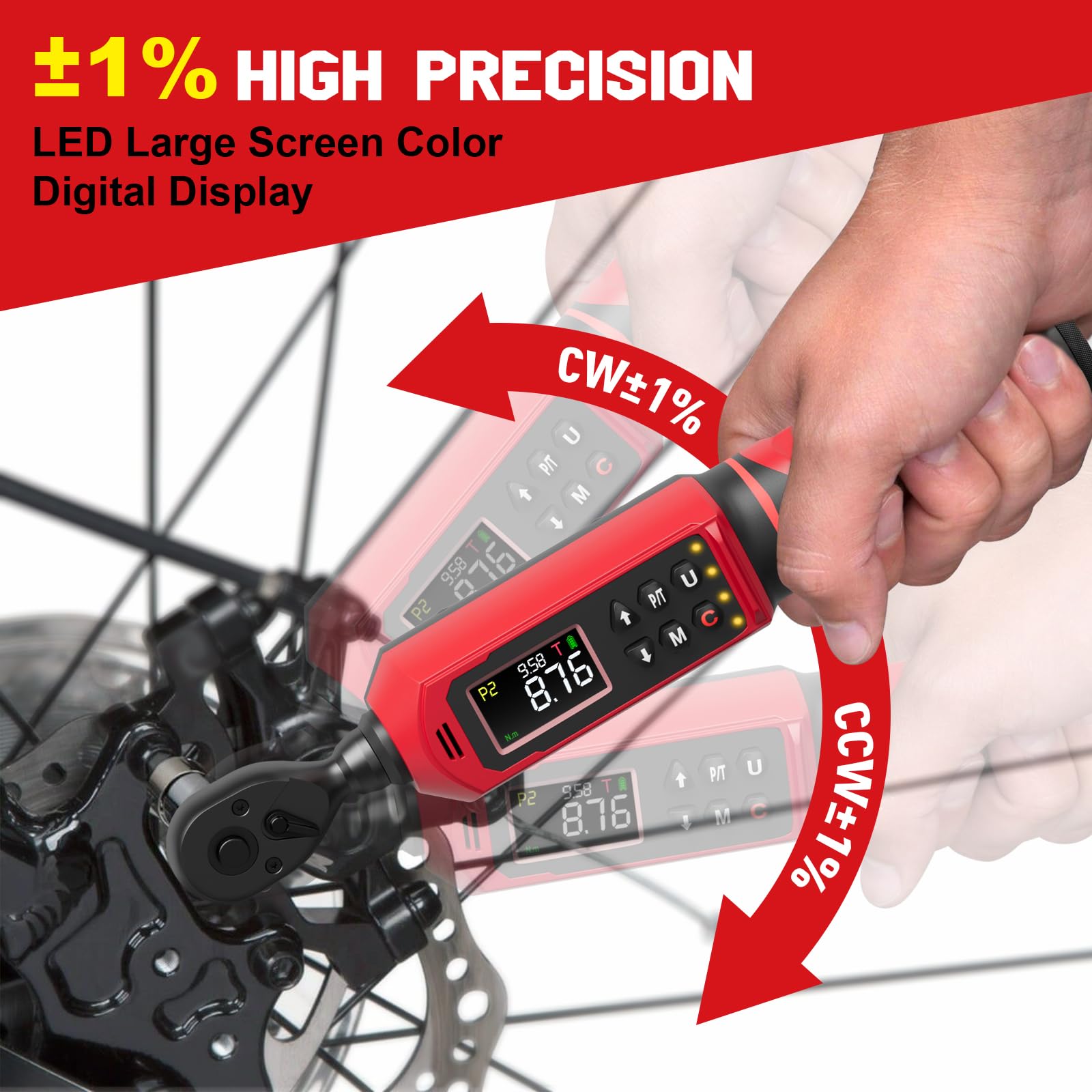 SUERCUP torque wrench overload protection via vibration, LED, and buzzer.