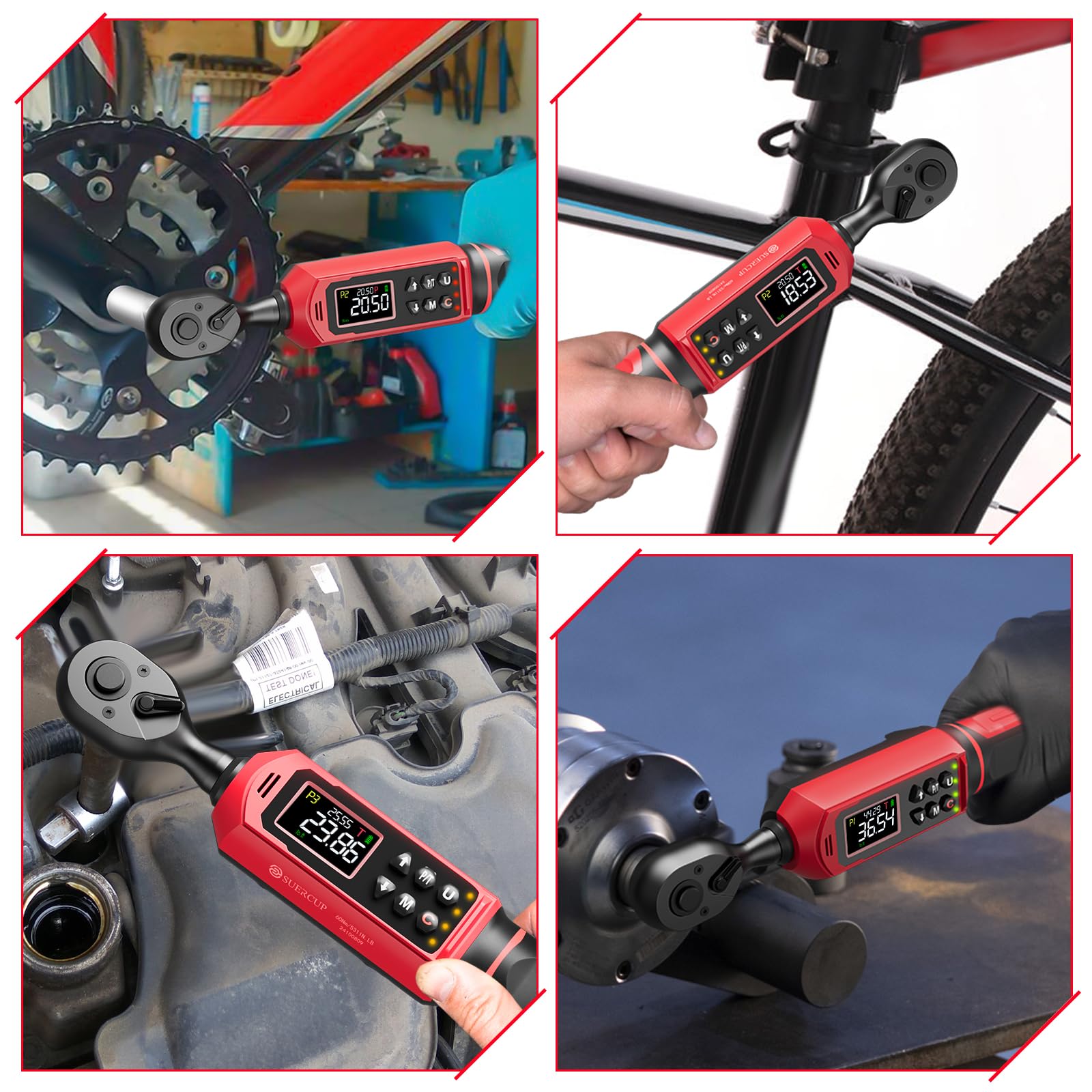 SUERCUP torque wrench quick-release head for tool-free socket changes.