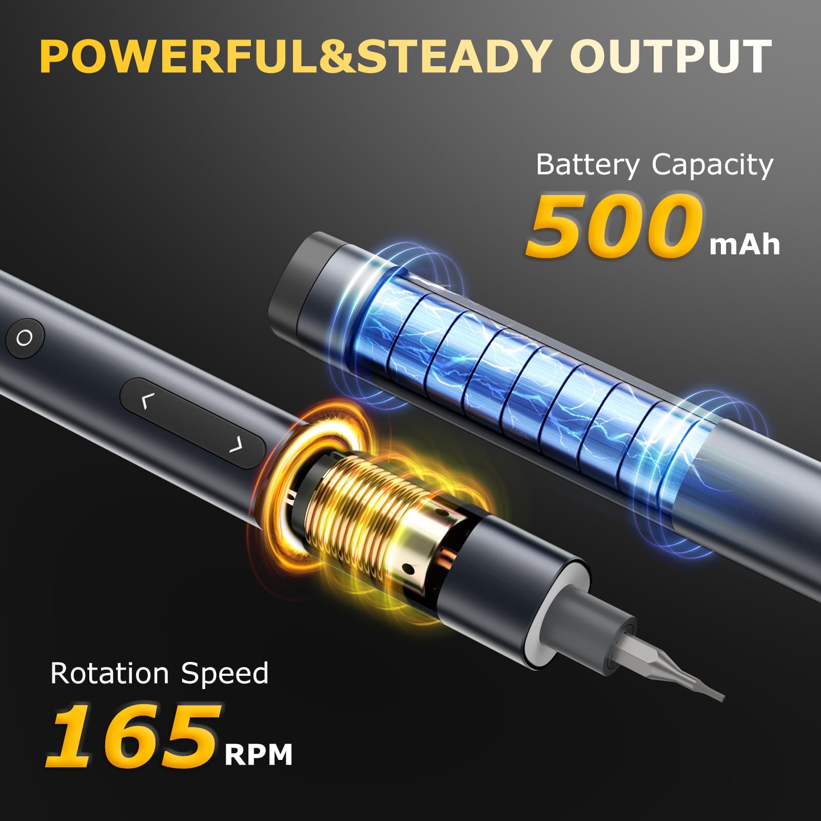 SUFICY cordless screwdriver charging indicator and 90-minute quick recharge