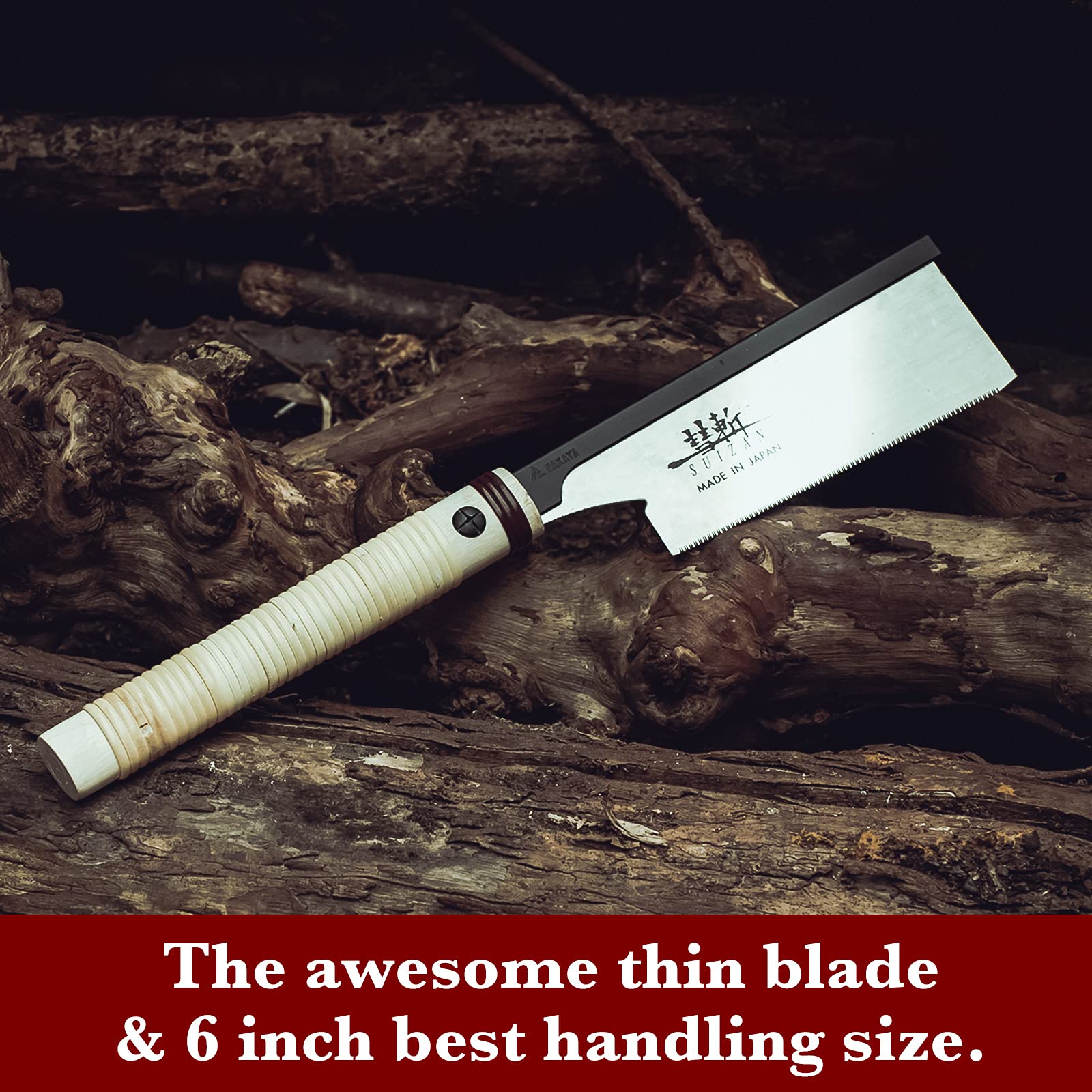 SUIZAN Dozuki crosscut cutting a dovetail joint in wood.