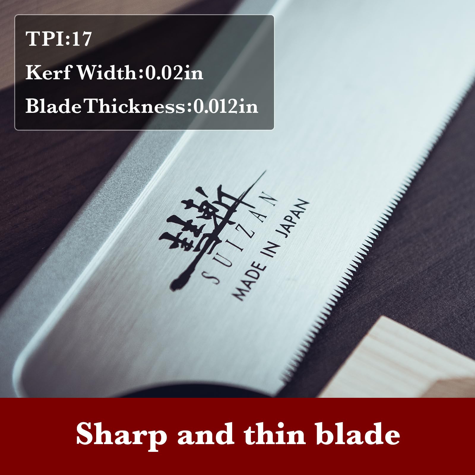 SUIZAN Dozuki Dovetail Saw with ergonomic handle for comfortable use.