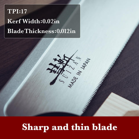 SUIZAN Dozuki Dovetail Saw with ergonomic handle for comfortable use.