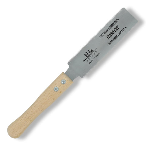 SUIZAN Flush Cut Saw 6-inch pull edge blade in action for precise joinery.