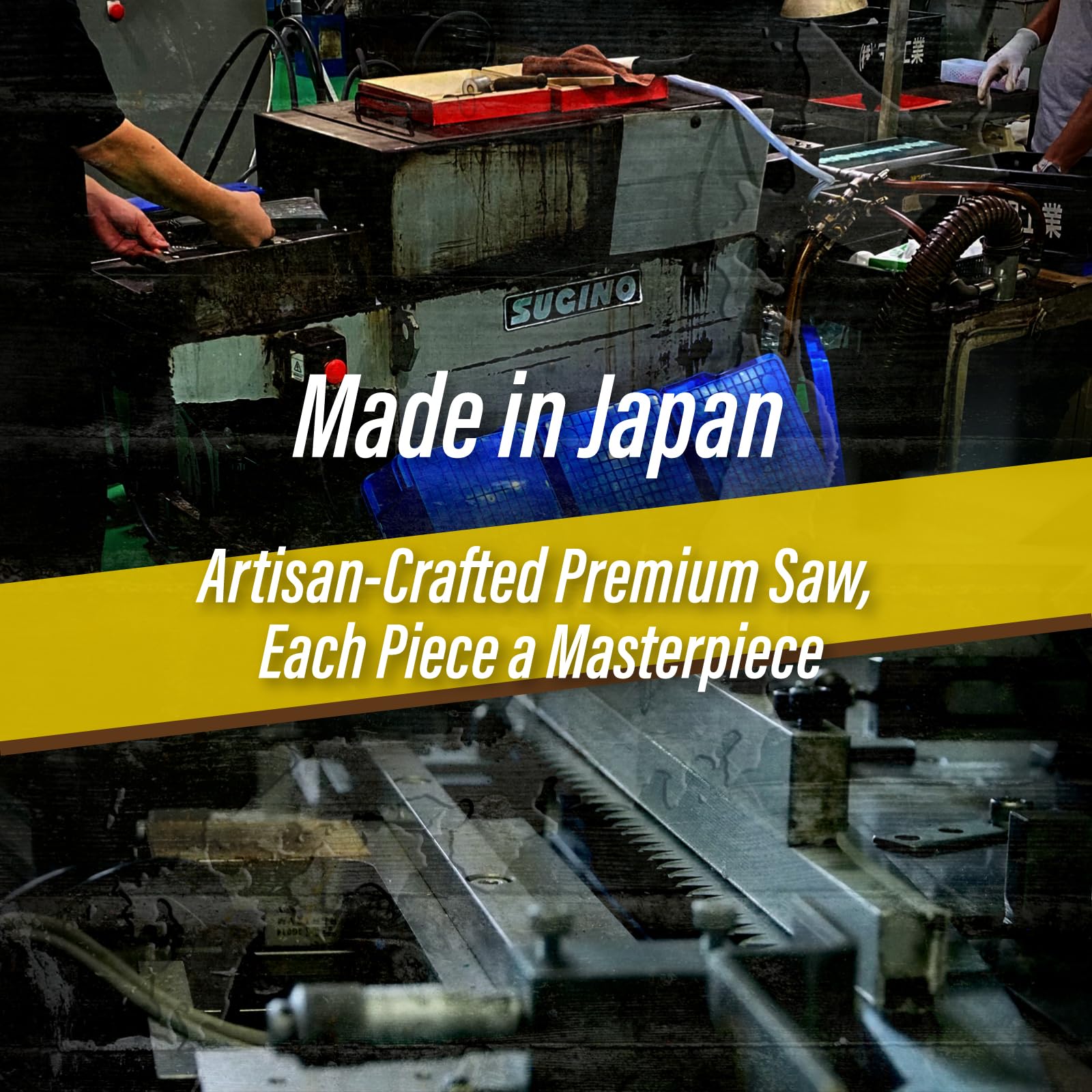 SUIZAN carbon steel blade highlights a sharp edge for smooth, effortless wood cutting.