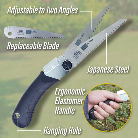 SUIZAN pruning saw in garden use for practical pruning and live-branch trimming.