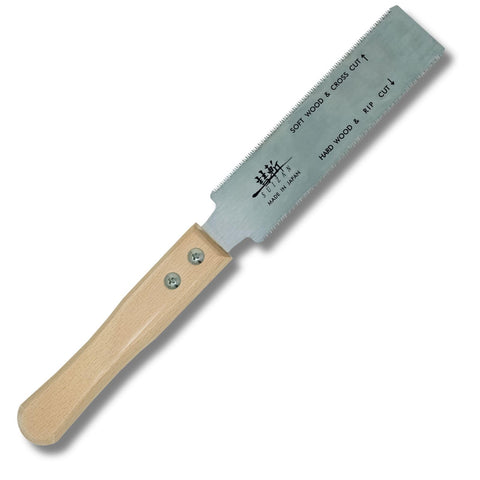 SUIZAN Ryoba 6-Inch pull saw blade close-up showing razor-sharp Japanese steel.