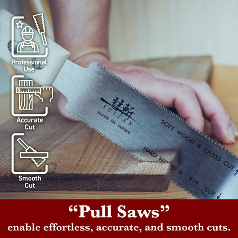 SUIZAN Ryoba 6-Inch pull saw hardwood cut with clean, precise edge.