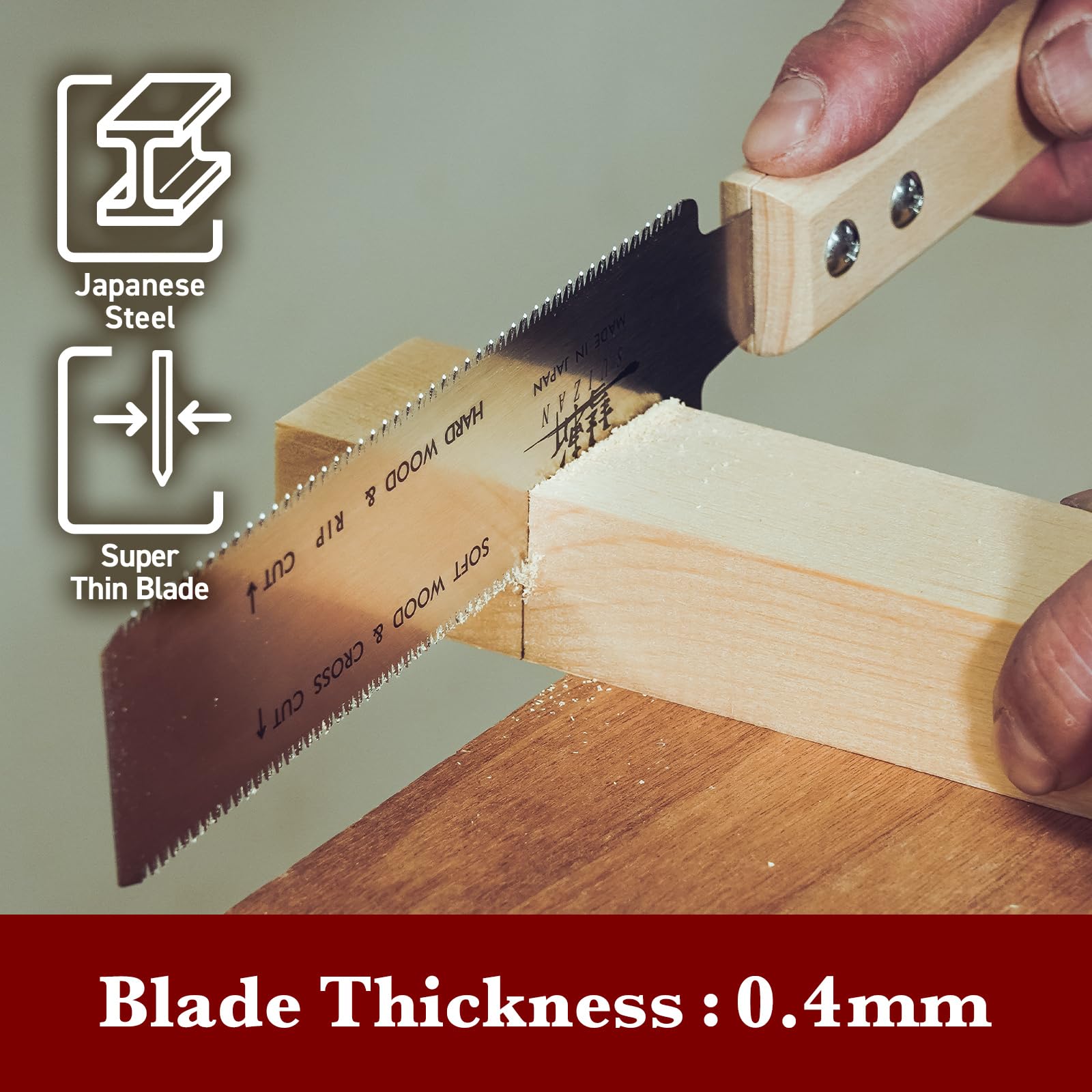 SUIZAN Ryoba 6-Inch pull saw softwood cut with smooth results.