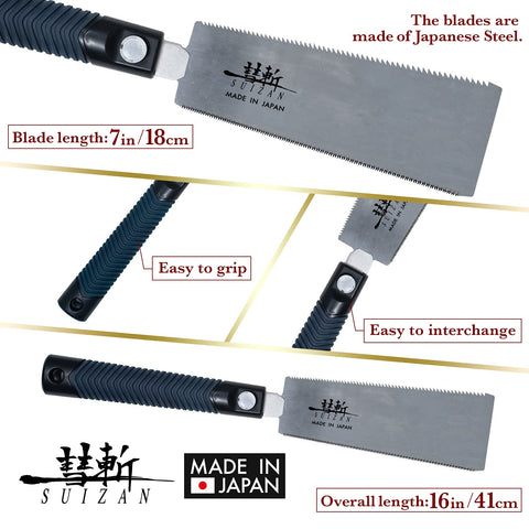 SUIZAN Ryoba 7in pull saw in hand demonstrates controlled, lightweight cutting